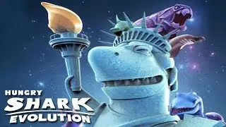 Hungry Shark Evolution - Shark Of Liberty vs Big Daddy vs Mr Snappy vs Hammerhead vs Reef