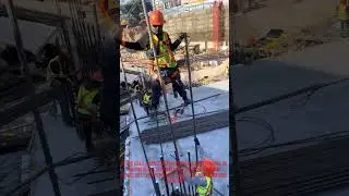 Construction Worker on Shaking Rebar: Risky but Professional!