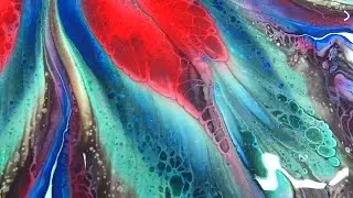 (738) Reverse flower dip with ColourArte Primary elements ~ Acrylic pour painting ~ Fluid art