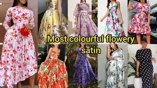 Most colorful flowery satin gown styles | Flowery chiffon dress designs | Satin gowns 2025