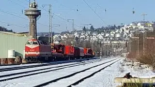 Z&uuml;ge in Siegen Ost - Dillstrecke - Januar 2017