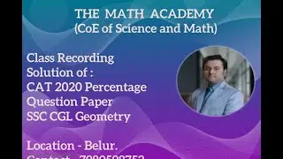 CAT 2020 Paper | Percentage Chapter | SSC CGL Geometry | #maths #quantitativeaptitude #ssccgl