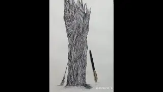 outdoor tree study with ink on cartridge paper