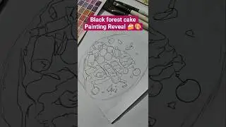 Black Forest cake painting reveal ✨ #markerart #acrylicmarkers #gouachepainting #artshorts #reveal