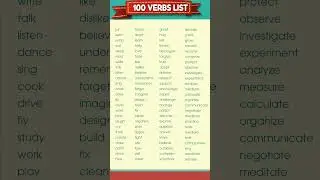 100 Verbs List &ndash; Must-Know Verbs for English Learners! #verbs #verb