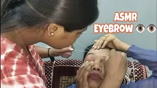 💈ASMR 💈FULL FACE THREADING | How to shape thick eyebrows