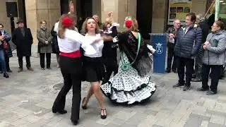 CasaAndaluciaAB 2025. Acto Ofrenda bandera Andalucía. Bailando sevillanas.