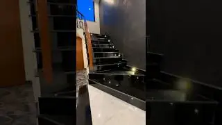 Jet-black granite stairs