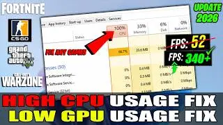 How To Fix 100% CPU Usage & Low GPU Usage While Gaming | Boost FPS & Optimize CPU (2026)