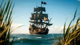 Cinematic Pirate Ship Screensaver #oceanwaves #shipvideo  #pirateship
