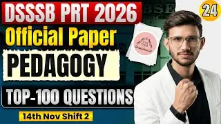 DSSSB PRT Pedagogy PYQs | NIOS Based Questions for DSSSB PRT 2026