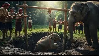 Baby elephant rescue with a pulley: Amazing survival story!