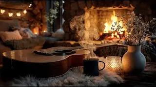 Soft Acoustic Guitar for Deep Comfort & Stress Relief | Cozy Fireplace Night (2 Hours)