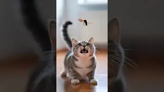 The cat is catching an insect and is very aggressive. #foryou#funny #statusvideo#automobile#shorts