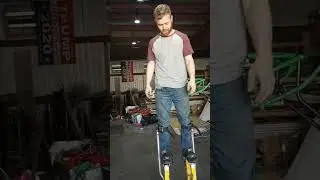 painters stilts on hoverboard