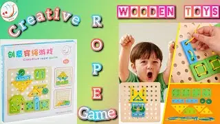 Dream Shake Toys-Wooden Creative Rope Game including shapes & laces