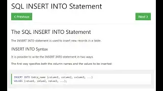 Database Insert and Update query on W3 Schools