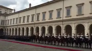 Italian presidential guard await arrival of Tony Tan and Sergio Mattarella