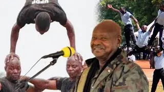 #updf acrobatics team excited museveni and CDF muhoozi with new modern tactics.