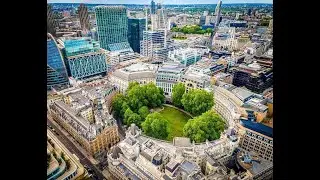 Finsbury Circus walk in City of London twilight