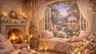 Cottagecore Room Ambience 🌿 Cozy Fireplace & Fairy Garden | Relax, Study, Sleep (4 Hours)