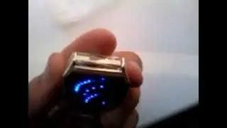 Fashion 29-LED Blue Light Dot Matrix Bangle Wrist Watch with Alloy Band for both Male and Female
