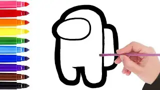 How to Draw AMONG US Game Character for kids?Bolalar uchun 