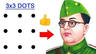 Turn 9 dots into Netaji Subhash Chandra Bose drawing easy outline - Independence day special drawing