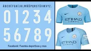Tipografia Manchester City UCL 2017 - 2019 free download Font Manchester City Champions League