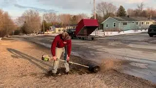 EGO Bristle Brush Attachment on Lawn Edge!