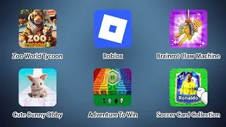 Cute Bunny Obby, Adventure To Win, Soccer Card Collection, Brainrot Claw Machine, Zoo World Tycoon
