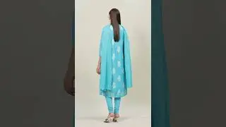 BIBA SKD - Blue Straight Kurta Churidar Suit Set - BIBA ONLINE
