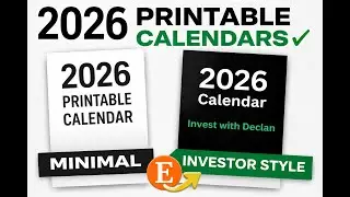 2026 Printable Calendars | Minimal & Invest with Declan Designs | Digital Download