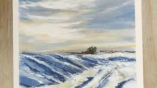 Easy Winter Landscape Painting with Oil Pastels ❄️ Step by Step (Winter Series #1)