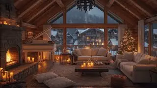 Cozy Winter Ambience ❄️ Fireplace, Snowfall & Piano | Relaxing Sleep & Study