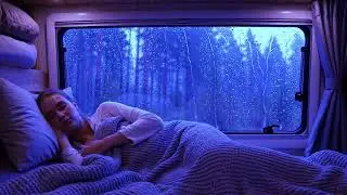 Deep Relaxation with Heavy Rain on Camper Window and Soft Thunder Echoes Through the Night