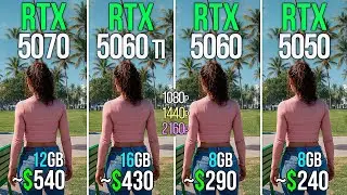 RTX 5070 vs RTX 5060 TI 16GB vs RTX 5060 vs RTX 5050 - Test in 20 Games & Performance