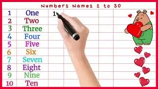 Названия чисел от 1 до 30, Один, два, три, четыре... тридцать, 1, 2, 3, 4, 5, 6, 7, 8, 9, 10...30, Написание чисел