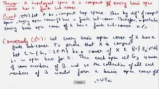 Topological Space X is Compact iff every basic open cover has a finite sub cover Proof | Topology