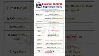 HPRCA Recruitment 2025 Special Educator, Jr. Office Assistant & Steno Typist #jobtalks4u #shorts