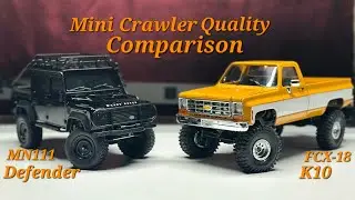 1:18 Scale Rc Crawler Comparison: FCX-18 Chevy K10 VS MN111