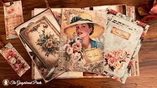 ASMR Free Cards | Two Scrap Paper Tags | Pink Rose Christmas Collage Idea |  @thegingerbreadprints