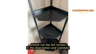 Review Hzuaneri Corner Shelf Stand, Corner Bookshelf, Storage Standing Shelf Unit with Metal Frame,