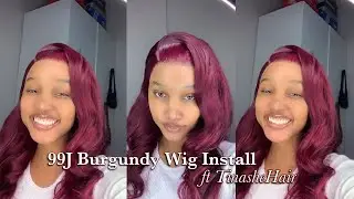 Beautiful Burgundy 99J Body Wave Lace Front Install ft Tinashe Hair