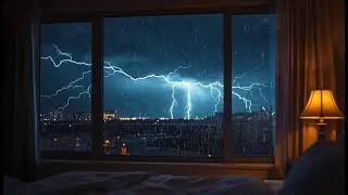 Violent Lightning Storm Outside the Window &mdash; Heavy Rain Ambience for Deep Rest & Calm Mind