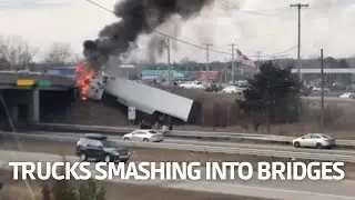 TRUCKS SMASHING INTO BRIDGES, Trucks Hitting Overpasses EXTREME TRUCKS