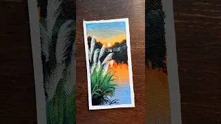 pampas grass sunset painting , #shorts #sunset #ytshorts