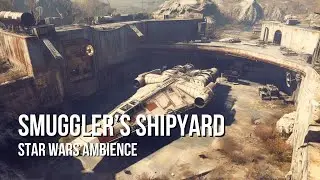 Smuggler's Shipyard | Star Wars Ambience | Quiet Radio, Ship Takeoffs, Strong Winds