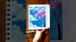 scenery moon With Pink Tree Painting