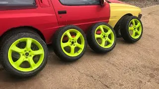 Spraying some Subaru rims with Super Wrap Vinyl-Ithaca Green